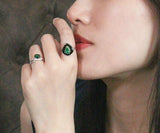 1ct Emerald with Diamond Engagement Ring in 18K Gold