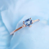 Blue Sapphire Heart-Cut 18K Gold Ring with Diamonds