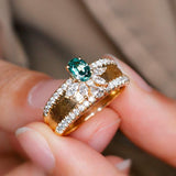 Alexandrite 18K Gold Brush Finish Ring with Channel Set Diamond