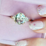 18K Gold 4ct Light Green Tourmaline Wedding Ring