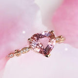 Pink Tourmaline Heart Cut Engagement Ring in 18K Yellow Gold