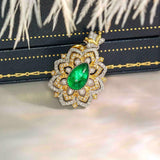 1.95ct Emerald Pear Shape 18K Necklace with Full Diamond Pave