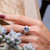 2.38ct Blue Sapphire & Diamonds Statement Ring in 18K White Gold
