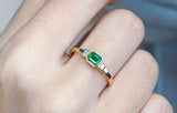 Art Deco Design Emerald 18K Yellow Gold Ring