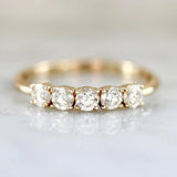 Five Round Diamonds Ring in 18K Yellow Gold