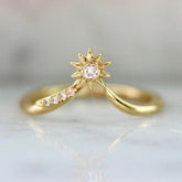 Comet Diamond 18K Yellow Gold Chevron Stackable Ring