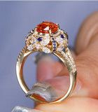 2.29ct Fanta Garnet Ring Necklace - 18K Yellow Gold