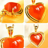 Southern Red Agate Heart Necklace with Diamond Accent in 18K Gold