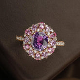 1.485ct Purple Sapphire Cluster Ring in 18K Rose Gold
