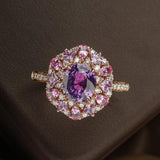 1.485ct Purple Sapphire Cluster Ring in 18K Rose Gold
