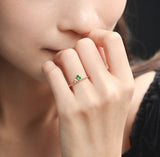 Emerald Oval Cabochon & Diamond Ring in 18K White Gold