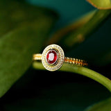 Jadi Spinel Oval & Diamond Ring - 18K Yellow Gold