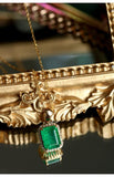 1.8ct Emerald with Diamond Vintage Pendant in 18K Yellow Gold