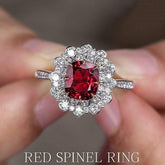 2.2ct Red Spinel & Diamonds 18K Gold Statement Ring