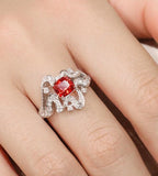 1.1ct Red Spinel & Diamond Ring - 18K White Gold
