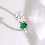 Cabochon Emerald & Diamond Ring in 18K White Gold