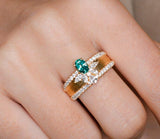 Alexandrite 18K Gold Brush Finish Ring with Channel Set Diamond