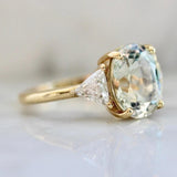 18K Gold 4ct Light Green Tourmaline Wedding Ring