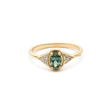 1ct Peacock Green Sapphire Engagement Stacking Ring in 18K Yellow Gold