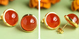 Southern Red Agate Diamond Earrings in 18K Yellow Gold