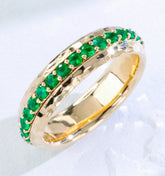 Emerald Ruby Sapphire Spinner Ring in 18K Gold Ring
