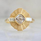 Zelda Diamond Asscher Cut Art Deco Ring in 18K Yellow Gold