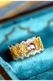 Pink Sapphire & Diamonds Honeycomb Ring - 18K Two Tone Gold