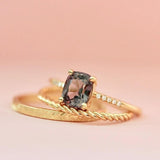 1.2ct Purple Lavender Spinel & Diamonds Ring - 18K Yellow Gold