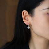 10mm Australia White Pearl 18K Gold Earring with Diamonds