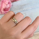 Yellow & Teal Sapphire Horizontal Stone Ring in 18K Yellow Gold