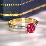 Stunning 1ct Red Spinel Cushion Ring - 18K Two Tone Gold