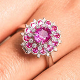 1.51ct Pink Sapphire 18K Gold Statement Ring with Diamonds