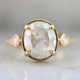 2.4ct Icy Oval Rose Cut Diamond 18K Gold Wedding Ring