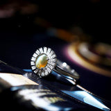 1ct Chrysoberyl Cat’s Eye Cabochon Ring with Diamond Halo in 18K Gold