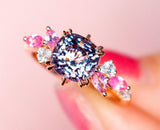 Lavender Purple Spinel Cluster Ring - 18K Yellow Gold