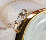 Cross Design White Diamond Ring Band in 18K White Gold