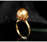 11mm Golden South Sea Pearl & Diamond Hollow-out Ring in 18K Gold