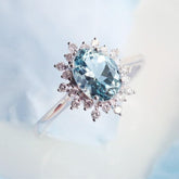 Oval Aquamarine & Diamond Ring in 18K White Gold