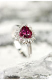 Pink Red Spinel Heart Ring with White Sapphire - 18K Gold
