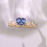 1.2ct Blue Sapphire & Diamonds Stackable Ring in 18K Yellow Gold