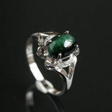 2.53ct Green Cat's Eye Stone Cabochon Ring in Platinum 950