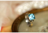 London Blue Topaz Engagement Ring - 18K Twon Tone Gold
