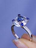 Royal Blue Sapphire & Diamonds Ring in Platinum 950