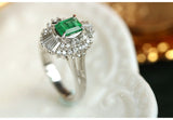 1.02ct Emerald & Diamond Ballerina Ring in 18K White Gold