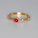 Red Spinel & Diamond Ring Band - 18K Yellow Gold