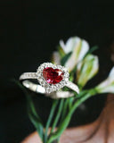 1.25ct Spinel Heart & Diamond Ring in 18K White Gold