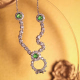 Emerald & Diamonds Necklace in 18K White Gold