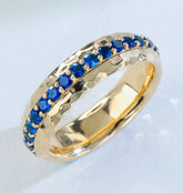 Sri Lanka Sapphire Band Ring - 18K Gold Spinner Design