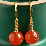 Southern Red Agate & Pave Diamond Earrings in 18K Gold