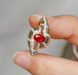 Eye of Providence Ruby Ring in 18K Gold Italian Engraved Ring